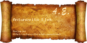 Antunovits Elek névjegykártya
